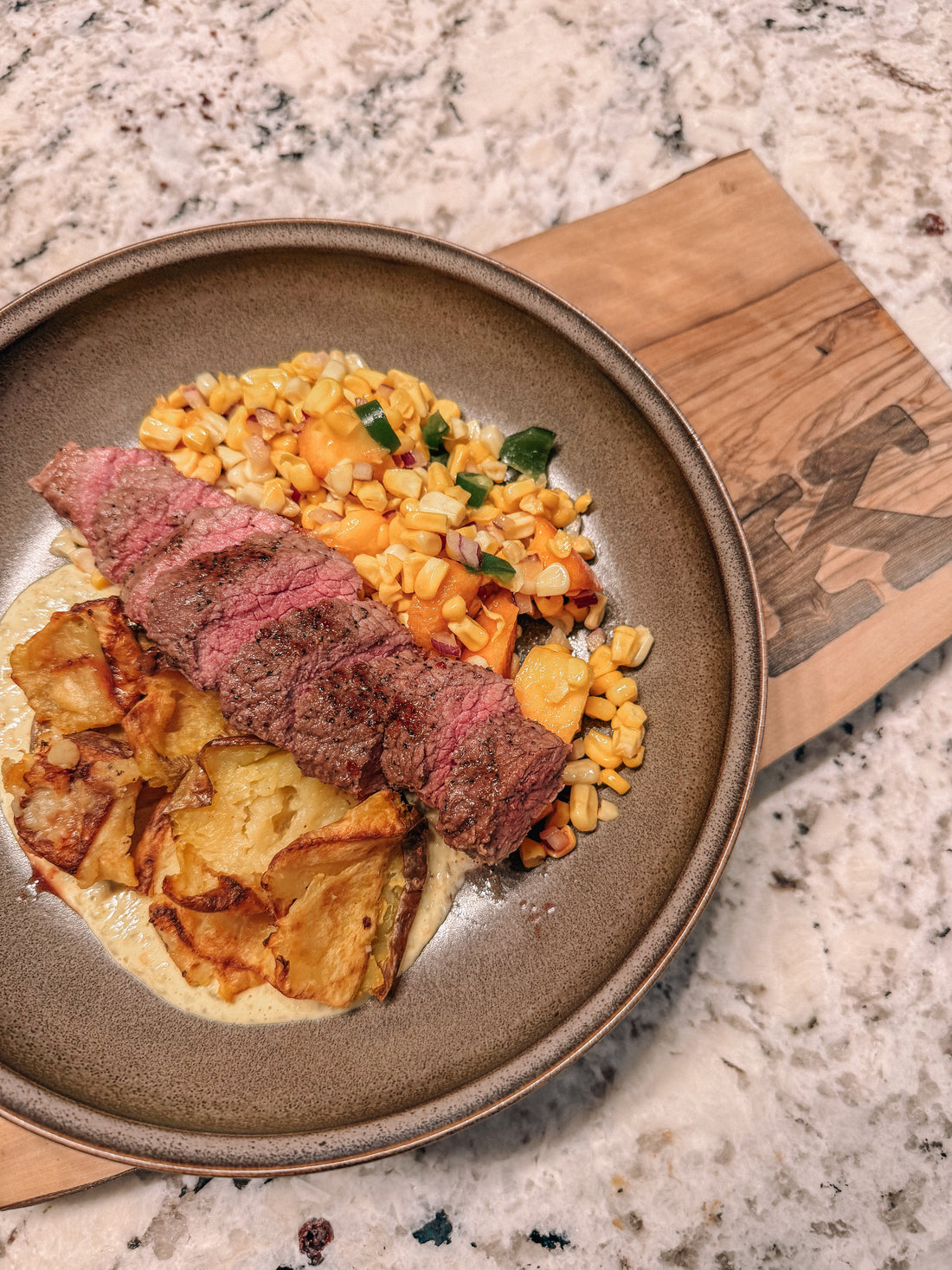 Wagyu Steak with Mango Corn Salsa & Crispy Potatoes